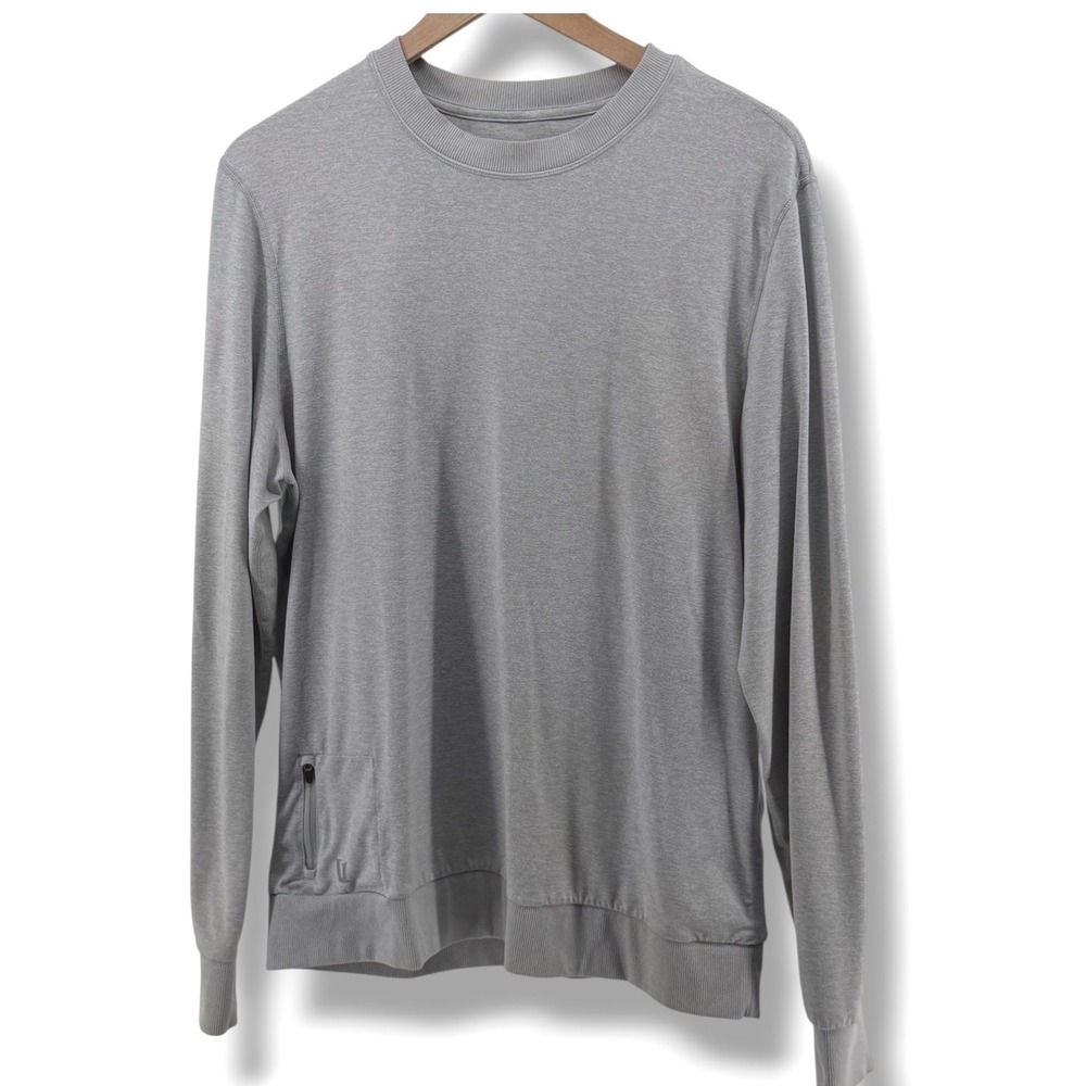 Vuori Ponto Performance Crew Mens XL Light Gray Heathered Pullover Activewear
